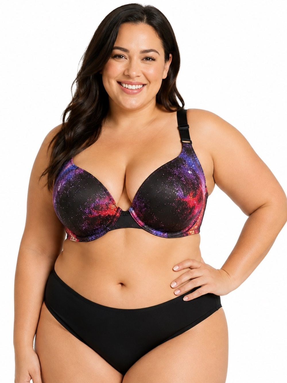 Torrid Curve 42C Galaxy Print Push-Up Underwire Bra Purple Pink Black